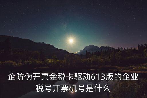 金稅盤企業(yè)稅號是什么，企防偽開票金稅卡驅(qū)動613版的企業(yè)稅號開票機號是什么