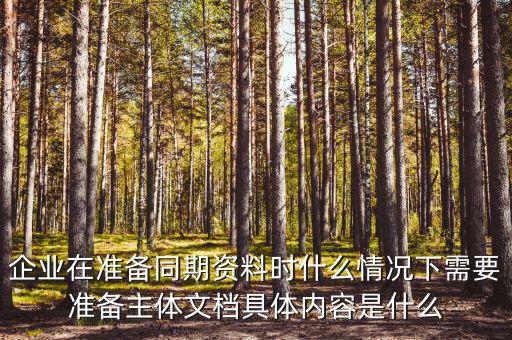 企業(yè)在準備同期資料時什么情況下需要準備主體文檔具體內容是什么