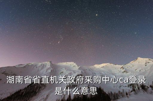 什么是ca登陸，湖南省省直機(jī)關(guān)政府采購(gòu)中心ca登錄是什么意思