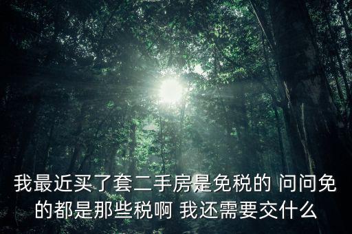 我最近買了套二手房是免稅的 問(wèn)問(wèn)免的都是那些稅啊 我還需要交什么