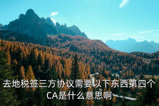 稅務(wù)局ca是什么意思，去地稅簽三方協(xié)議需要以下東西第四個CA是什么意思啊