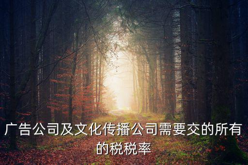 廣告公司交什么稅，廣告公司及文化傳播公司需要交的所有的稅稅率