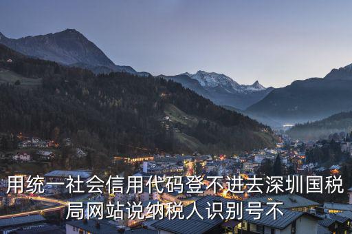 用統(tǒng)一社會(huì)信用代碼登不進(jìn)去深圳國(guó)稅局網(wǎng)站說(shuō)納稅人識(shí)別號(hào)不