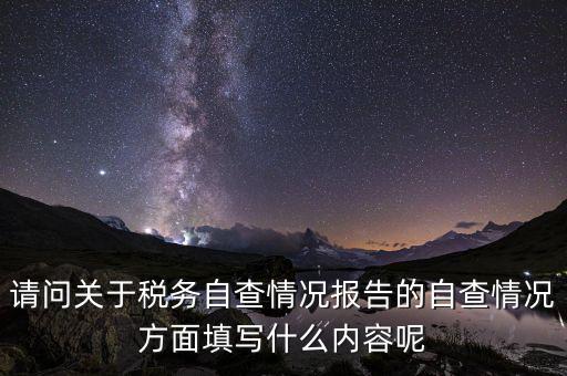 請問關于稅務自查情況報告的自查情況方面填寫什么內容呢