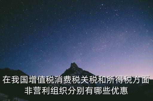 在我國增值稅消費稅關稅和所得稅方面非營利組織分別有哪些優(yōu)惠