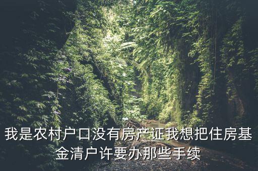 地稅清戶需要什么資料，我是農(nóng)村戶口沒(méi)有房產(chǎn)證我想把住房基金清戶許要辦那些手續(xù)