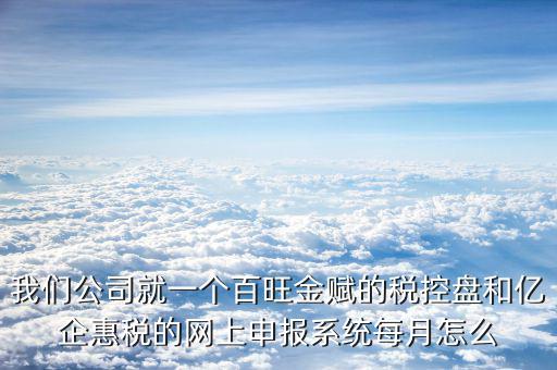 我們公司就一個(gè)百旺金賦的稅控盤(pán)和億企惠稅的網(wǎng)上申報(bào)系統(tǒng)每月怎么