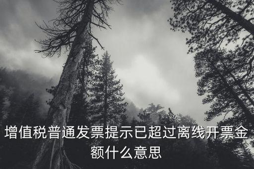 增值稅普通發(fā)票提示已超過(guò)離線開(kāi)票金額什么意思