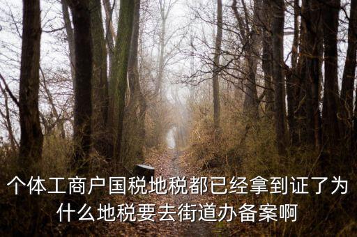 為什么要到國稅地稅備案，個體工商戶國稅地稅都已經(jīng)拿到證了為什么地稅要去街道辦備案啊