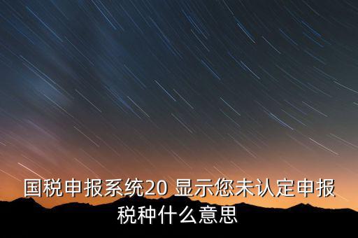 未核對稅種是什么意思，國稅申報系統(tǒng)20 顯示您未認(rèn)定申報稅種什么意思