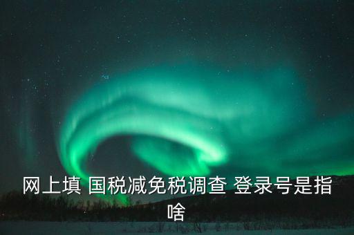 稅收調查網(wǎng)上是什么，網(wǎng)上填 國稅減免稅調查 登錄號是指啥