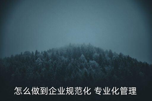專業(yè)化公司如何管理，專業(yè)化企業(yè)的建議