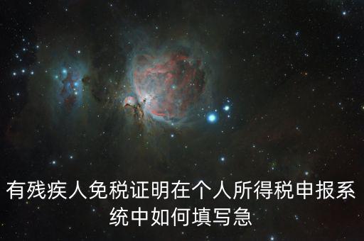 殘疾人個(gè)稅如何申報(bào)，有殘疾人免稅證明在個(gè)人所得稅申報(bào)系統(tǒng)中如何填寫急