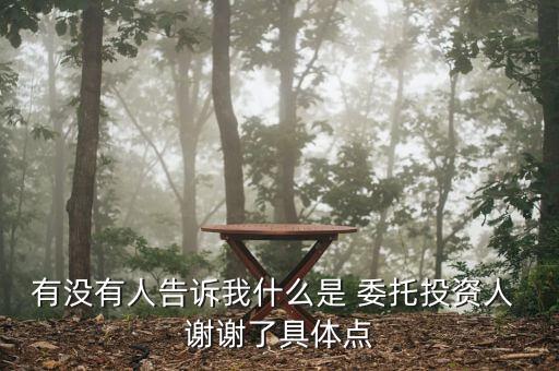 委托投資如何界定，有沒有人告訴我什么是 委托投資人 謝謝了具體點