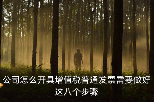 公司怎么開(kāi)具增值稅普通發(fā)票需要做好這八個(gè)步驟