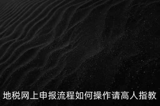 地稅網(wǎng)上申報(bào)流程如何操作請高人指教