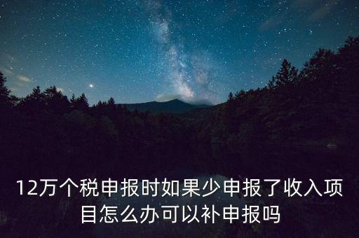 12萬個稅申報如何補報，年收入超12萬申報期錯過申報怎么辦
