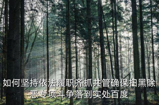 如何堅(jiān)持依法履職齊抓共管確保掃黑除惡專項(xiàng)斗爭落到實(shí)處百度