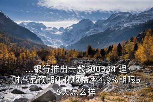 ...銀行推出一款300534 理財產(chǎn)品預(yù)期年化收益率4.9%期限56天怎么樣