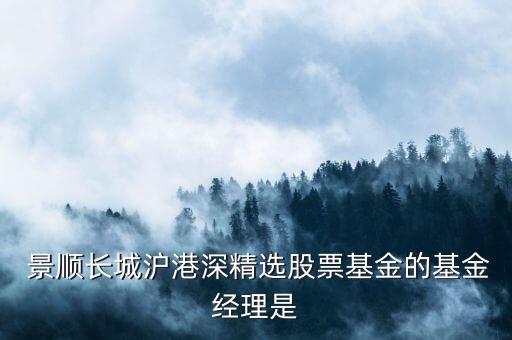  景順長城滬港深精選股票基金的基金經理是