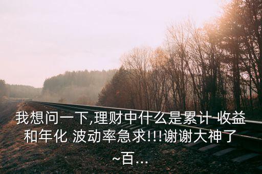 我想問一下,理財(cái)中什么是累計(jì) 收益和年化 波動率急求!!!謝謝大神了~百...