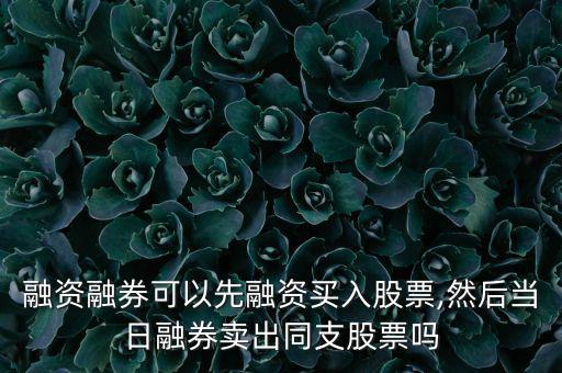 融資融券可以先融資買入股票,然后當(dāng)日融券賣出同支股票嗎