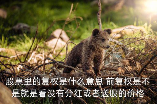 復(fù)權(quán)是什么意思，請教前復(fù)權(quán)和后復(fù)權(quán)是什么意思有什么不一樣