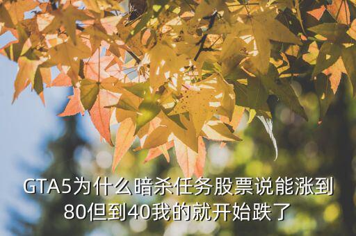 GTA5為什么暗殺任務(wù)股票說(shuō)能漲到80但到40我的就開(kāi)始跌了