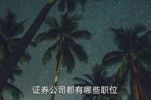 證券公司工會主席是什么職務(wù)，證券公司都有哪些職位 每個職位都是做什么的