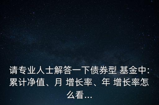 請專業(yè)人士解答一下債券型 基金中:累計凈值、月 增長率、年 增長率怎么看...
