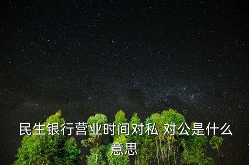  民生銀行營業(yè)時間對私 對公是什么意思