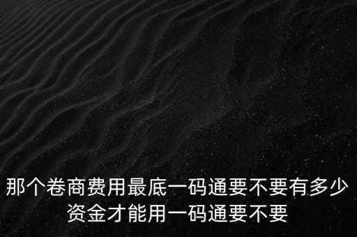 那個(gè)卷商費(fèi)用最底一碼通要不要有多少資金才能用一碼通要不要