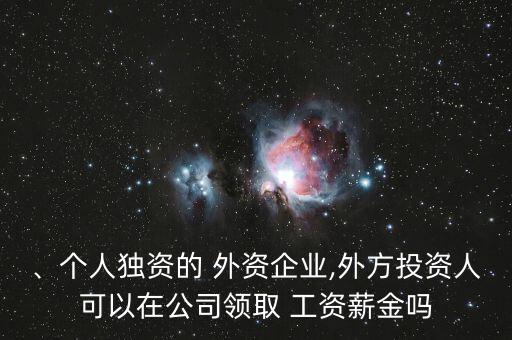、個(gè)人獨(dú)資的 外資企業(yè),外方投資人可以在公司領(lǐng)取 工資薪金嗎