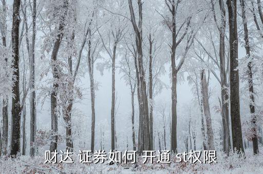 財達(dá) 證券如何 開通 st權(quán)限