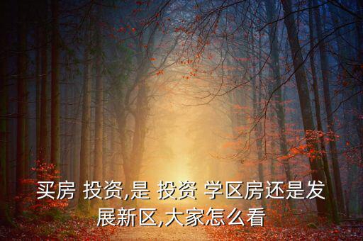 買房 投資,是 投資 學區(qū)房還是發(fā)展新區(qū),大家怎么看