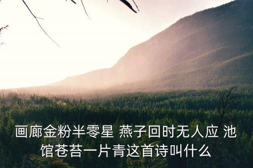 畫廊金粉半零星 燕子回時(shí)無(wú)人應(yīng) 池館蒼苔一片青這首詩(shī)叫什么