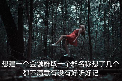 金融微信群取什么名字，想建一個(gè)金融群取一個(gè)群名稱想了幾個(gè)都不滿意有沒(méi)有好聽(tīng)好記