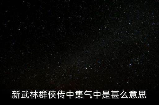 中集是什么意思，新武林群俠傳中集氣中是甚么意思