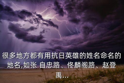 很多地方都有用抗日英雄的姓名命名的地名,如張 自忠路、佟麟閣路、趙登禹...