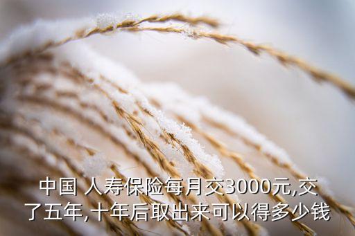 中國(guó) 人壽保險(xiǎn)每月交3000元,交了五年,十年后取出來(lái)可以得多少錢(qián)