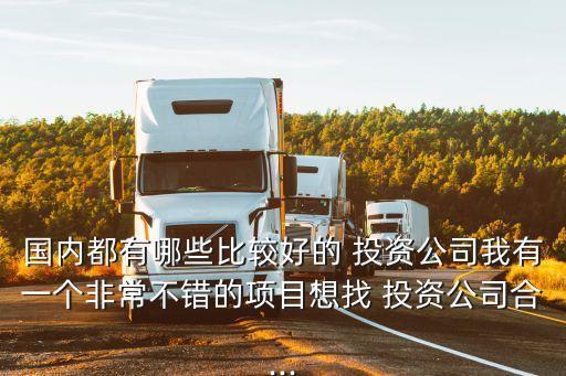 國內(nèi)都有哪些比較好的 投資公司我有一個(gè)非常不錯的項(xiàng)目想找 投資公司合...