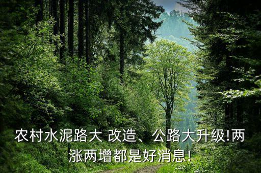 農(nóng)村水泥路大 改造、公路大升級!兩漲兩增都是好消息!