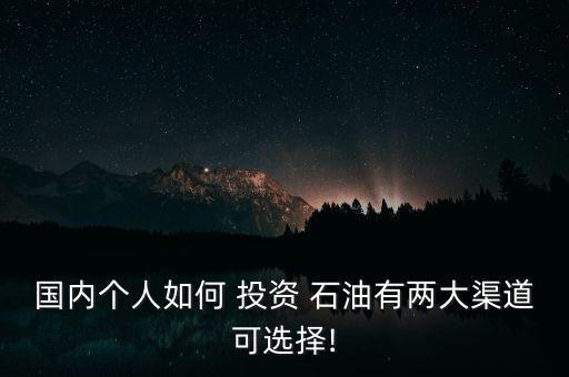 國內(nèi)個(gè)人如何 投資 石油有兩大渠道可選擇!