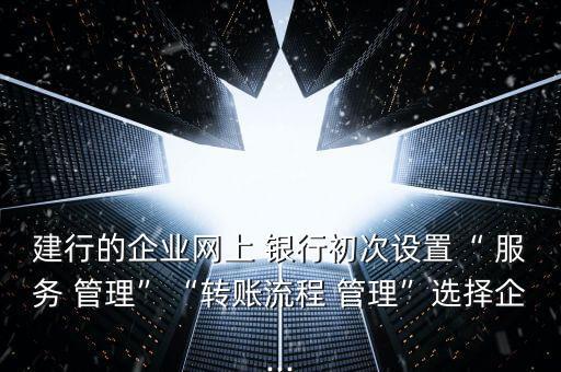 建行的企業(yè)網(wǎng)上 銀行初次設置“ 服務 管理”“轉(zhuǎn)賬流程 管理”選擇企...