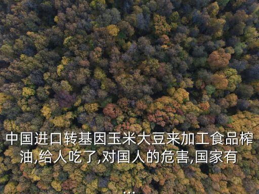 中國(guó)進(jìn)口轉(zhuǎn)基因玉米大豆來加工食品榨油,給人吃了,對(duì)國(guó)人的危害,國(guó)家有...