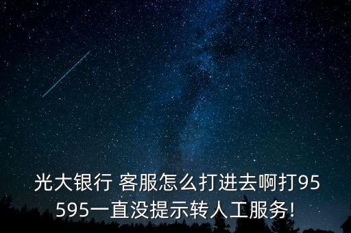  光大銀行 客服怎么打進去啊打95595一直沒提示轉人工服務!