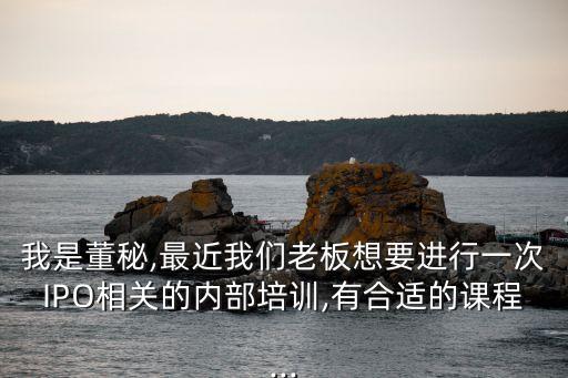 我是董秘,最近我們老板想要進行一次IPO相關(guān)的內(nèi)部培訓(xùn),有合適的課程...