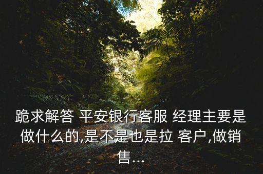 跪求解答 平安銀行客服 經理主要是做什么的,是不是也是拉 客戶,做銷售...