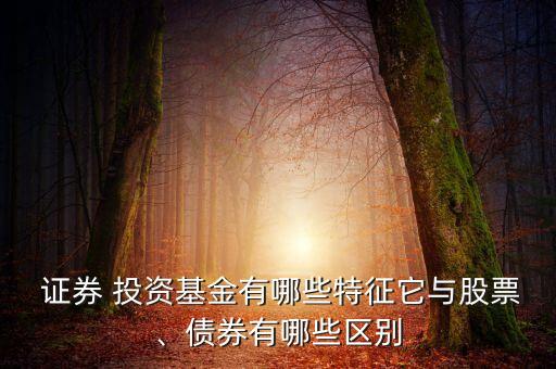  證券 投資基金有哪些特征它與股票、債券有哪些區(qū)別