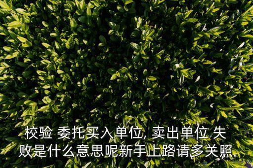 校驗(yàn) 委托買(mǎi)入單位, 賣(mài)出單位 失敗是什么意思呢新手上路請(qǐng)多關(guān)照